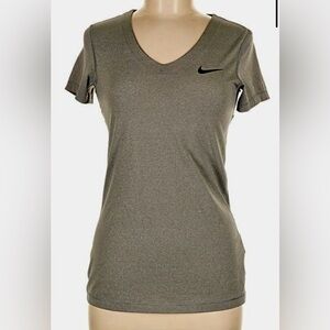 Nike Women's dri fit V-Neck Performance Tee in dark grey